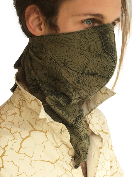 Dust Mask Contour Print - Earthy Mens Face Mask - Olive