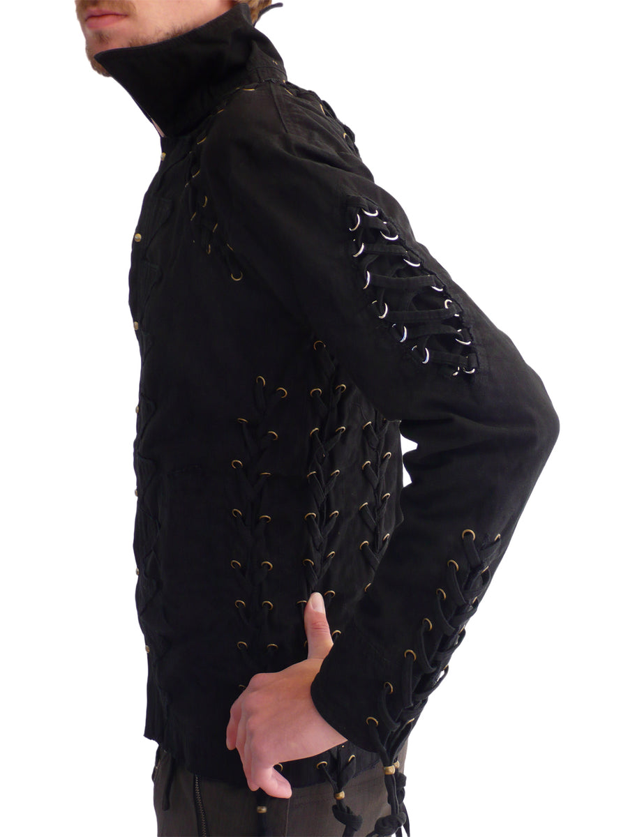 Mens Studded Rocker Jacket - Black - Neo Tribal Festival Clothing ...