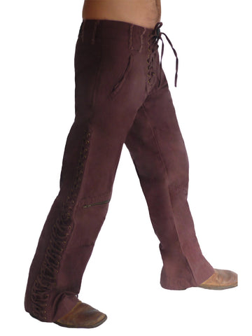 Mens Wild West Canvas Pants - Red/Brown