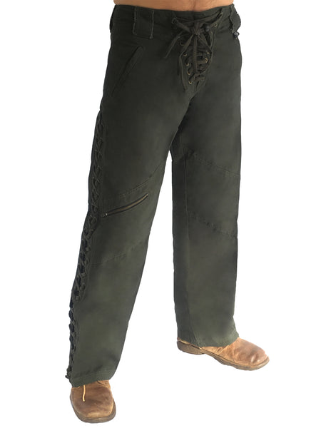 Mens Wild West Canvas Pants - Army Green